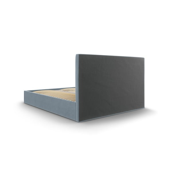 Svetlomodrá zamatová dvojlôžková posteľ Mazzini Beds Juniper, 180 x 200 cm-image-4