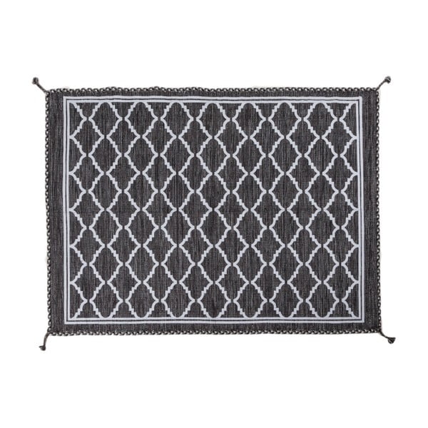 Čierno-biely ručne tkaný behúň Navaei & Co Kilim Ethnic 008, 140 x 70 cm