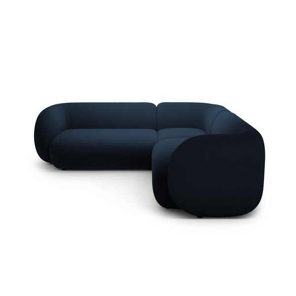 Modrá zamatová rohová pohovka Kate – Micadoni -image-1