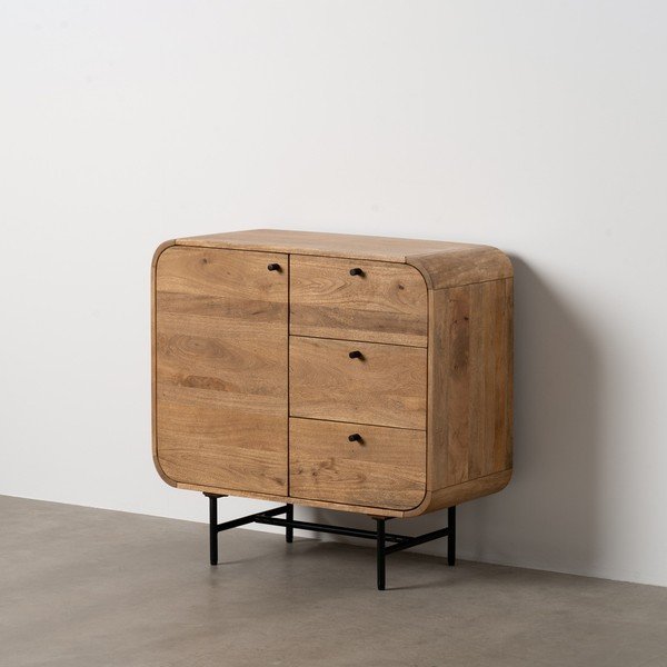Hnedá komoda z mangového dreva 80x80x40 cm Kaya – Ixia-image-3