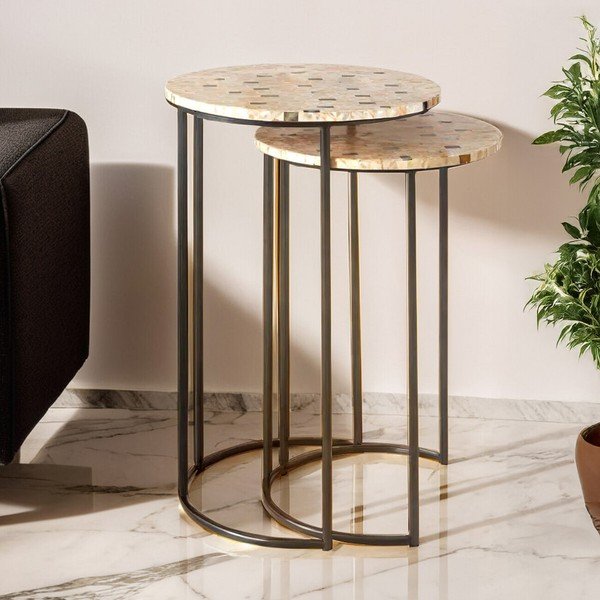 Okrúhle odkladacie stolíky v súprave 2 ks ø 38 cm Halle – Premier Housewares-image-2