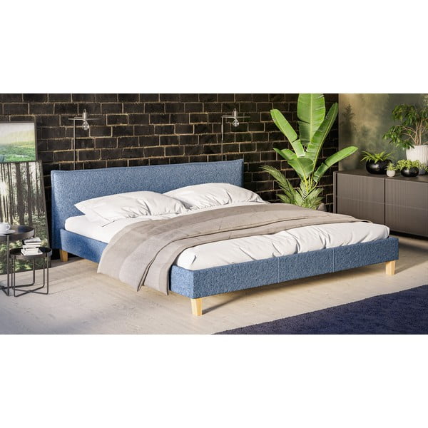 Modrá čalúnená dvojlôžková posteľ s roštom 200x200 cm Tina - Ropez-image-2