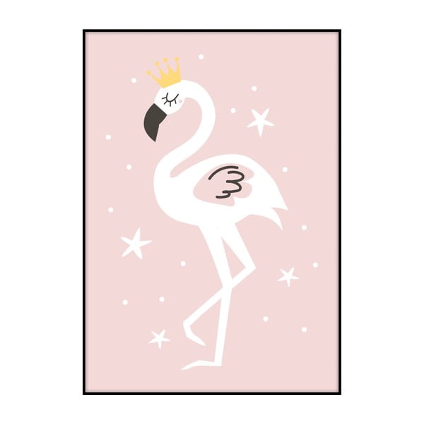 Plagát Imagioo Flamingo With Crown, 40 × 30 cm
