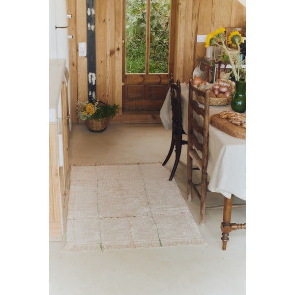 Krémový prateľný ručne tkaný bavlnený koberec 90x130 cm Color Lines – Lorena Canals-image-4
