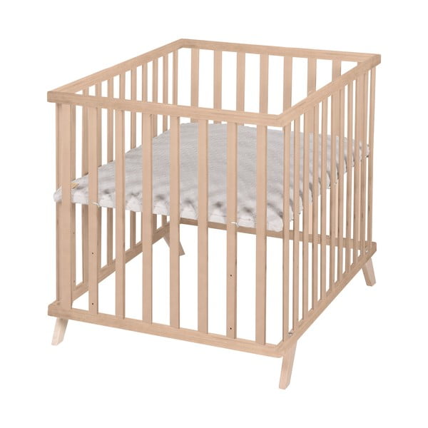 Detská ohrádka z bukového dreva s nastaviteľnou výškou 75x100 cm v prírodnej farbe Lil Planet – Roba-image-3