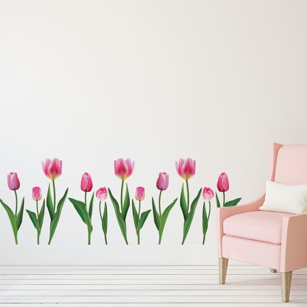 Sada samolepiek na stenu Ambiance Pink Tulips