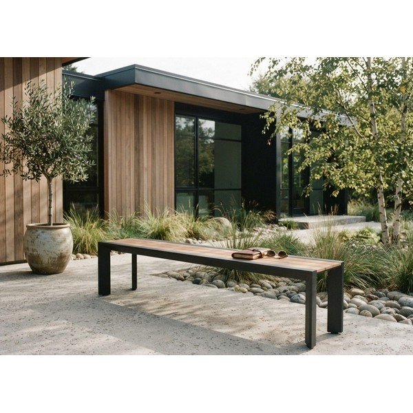 Tmavosivo-hnedá kovová záhradná lavica Silea – Garden Pleasure-image-1