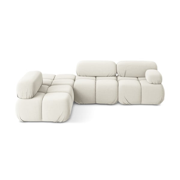 Biela zamatová modulárna rohová pohovka (ľavý roh) Lokua – Makamii