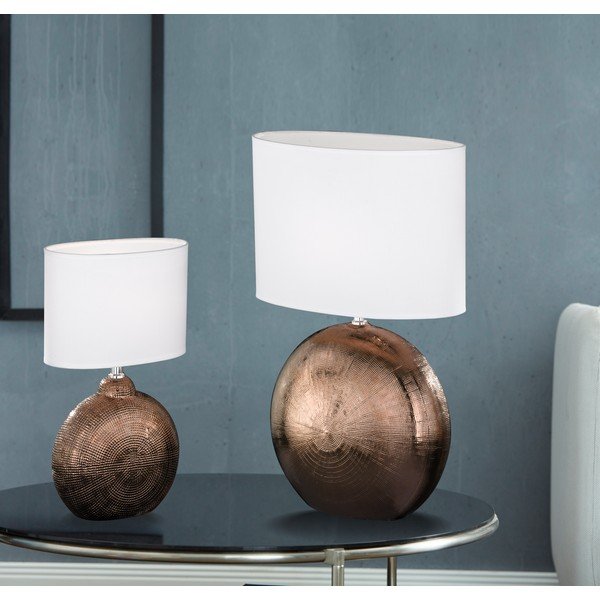 Bielo-hnedá stolová lampa Fischer & Honsel Foro, výška 36 cm-image-1