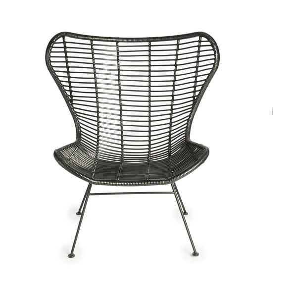 Čierna stolička s výpletom z prútia Simla Wicker
