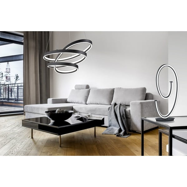 Čierne LED závesné svietidlo s hlasovým ovládaním/s ovládaním pomocou mobilnej aplikácie s kovovým tienidlom Ciola – CINQUE-image-1