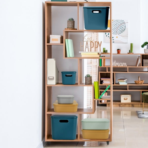 Svetlozelený plastový úložný box s vekom 35,5x25,5x23 cm – Homéa-image-1