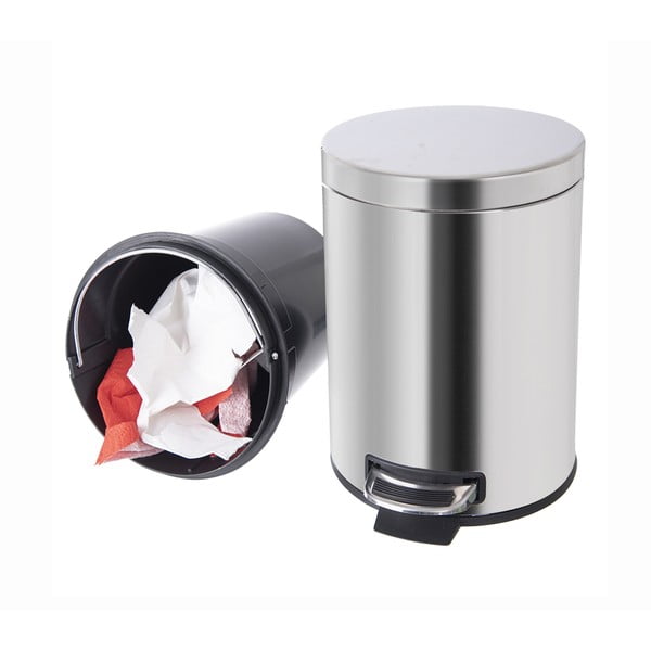 Nášľapný odpadkový kôš z nehrdzavejúcej ocele v lesklo striebornej farbe 3 l – Orion-image-1