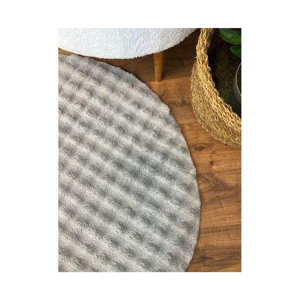 Sivý prateľný okrúhly koberec ø 120 cm Bubbly – Oyo Concept-image-4