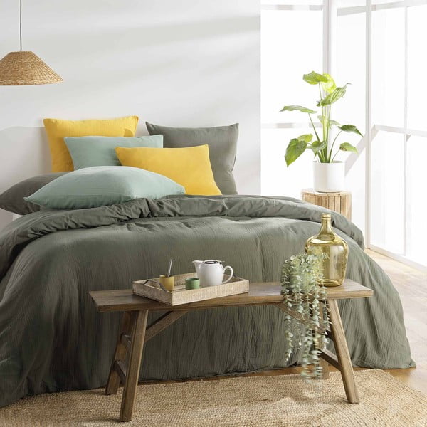 Kaki mušelínové obliečky na jednolôžko 140x200 cm Angelia – douceur d'intérieur-image-2