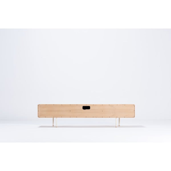 TV stolík z dubového dreva v bielo-prírodnej farbe 200x48 cm Fina – Gazzda-image-3