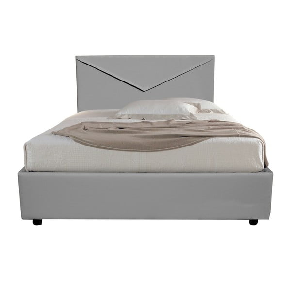 Sivá jednolôžková posteľ s úložným priestorom a poťahom z koženky 13Casa Mina, 120 x 190 cm