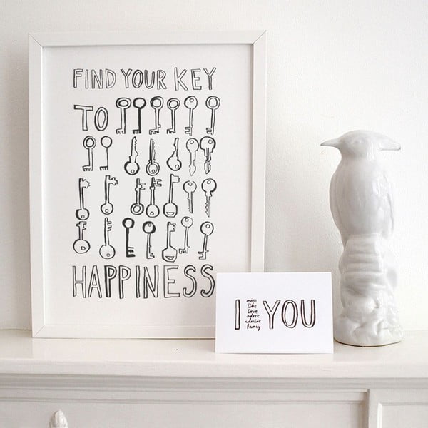 Plagát Key To Happiness, 30x40 cm
