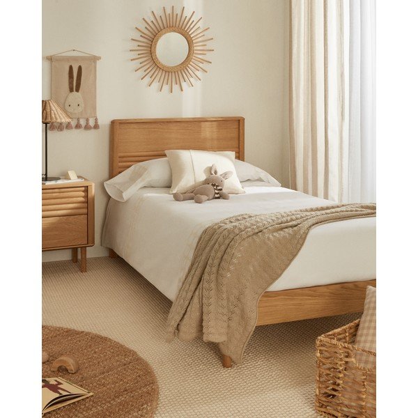 Jednolôžková posteľ z dubového dreva s roštom v prírodnej farbe 90x200 cm Lenon – Kave Home-image-1