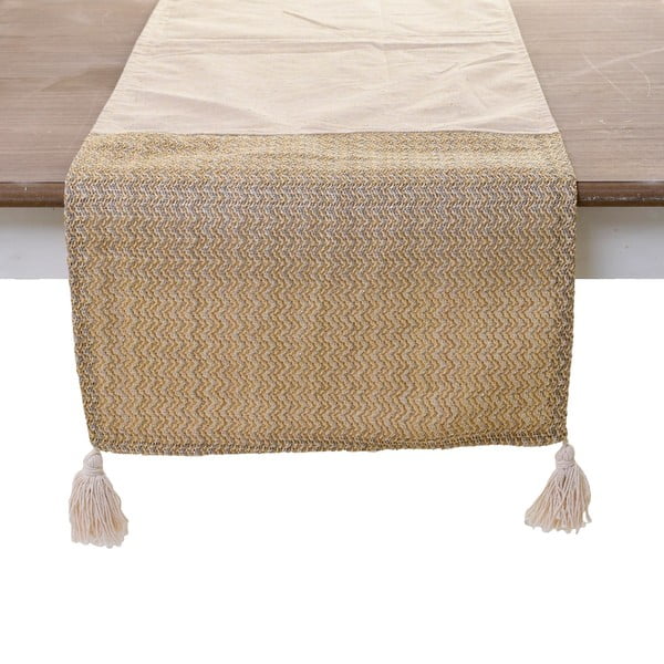 Béžový behúň na stôl InArt, 140 x 40 cm