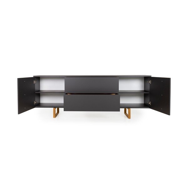 Antracitovosivá komoda s nohami z dubového dreva Tenzo Birka, 216 x 78 cm-image-3