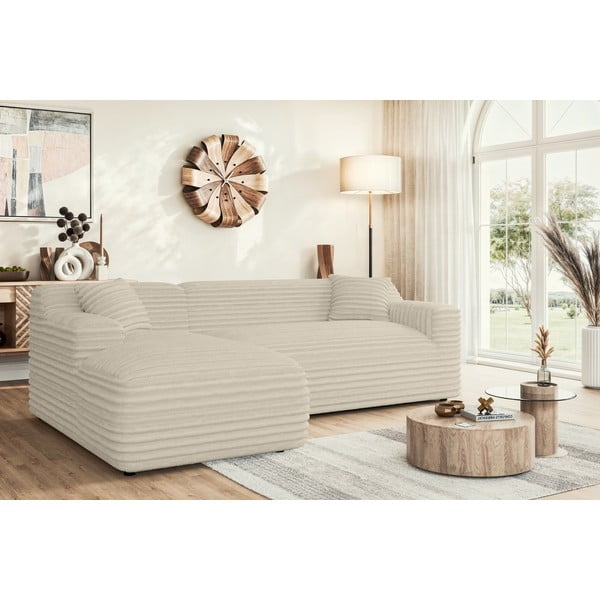 Béžová menčestrová rohová pohovka (ľavý roh/s leňoškou) Martin – Ropez-image-1