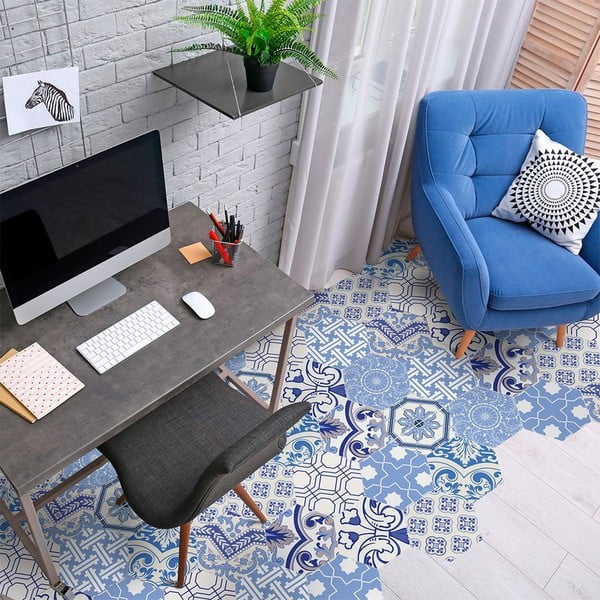 Sada 10 vodoodolných samolepiek na podlahu Ambiance Ursulina, 20 × 18 cm-image-1