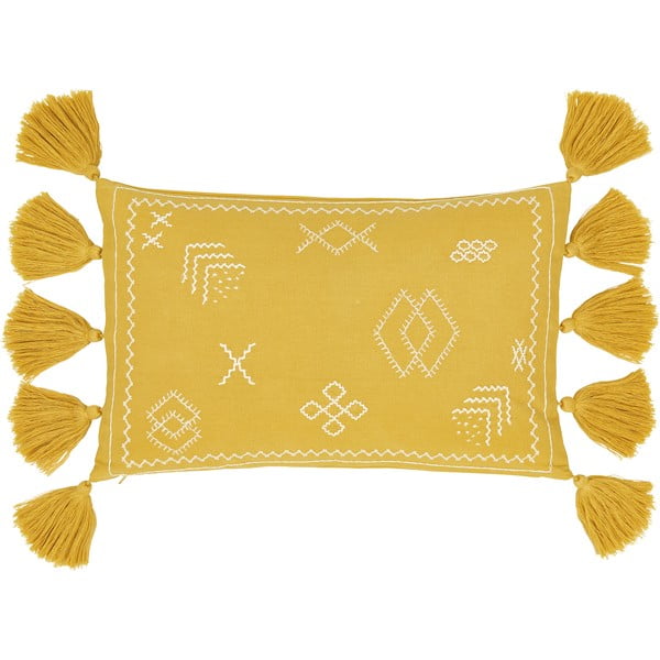 Žltá bavlnená dekoratívna obliečka na vankúš Westwing Collection Huata, 30 x 50 cm