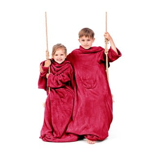 Červená detská televízna deka s rukávmi DecoKing Lazykids