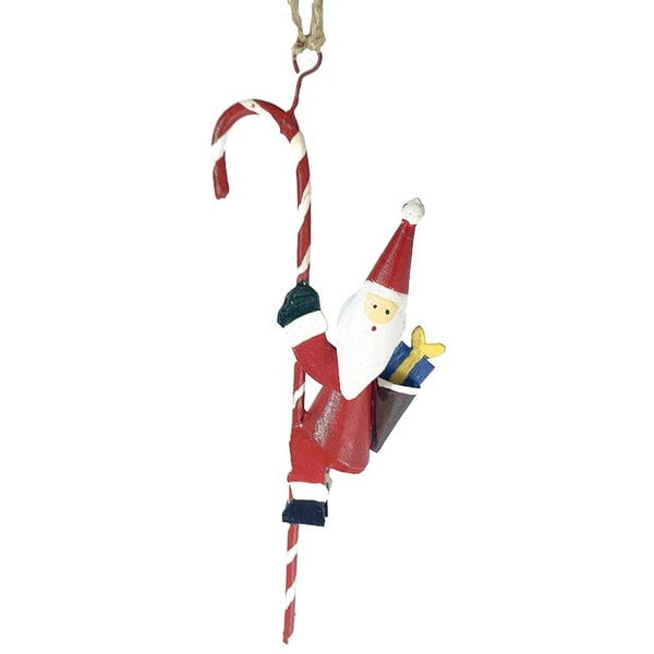Závesná vianočná dekorácia Santa Hanging on Candycane - G-Bork