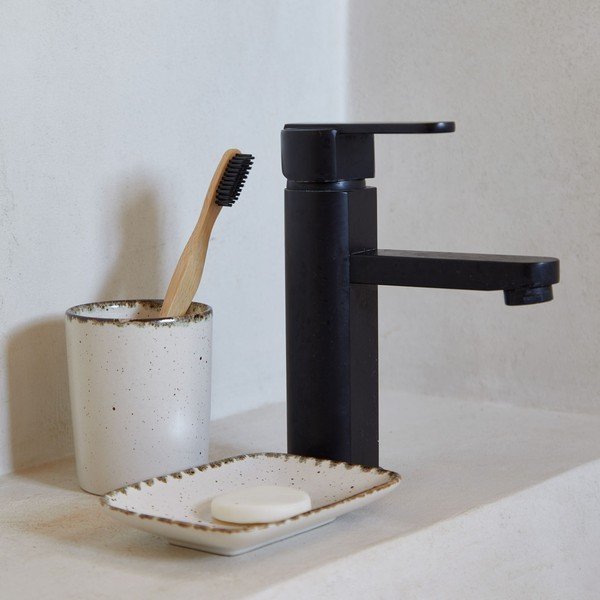Krémovobiela kameninová nádobka na mydlo Toscana Bath – Casafina-image-1