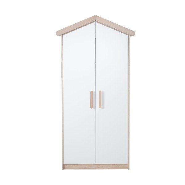Detská šatníková skriňa v bielej a prírodnej farbe v dekore duba 96x190x50 cm Cabane – Roba