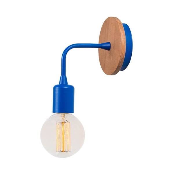 Modré nástenné svietidlo Simple Drop Wood