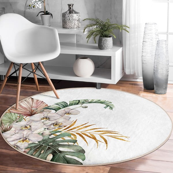 Krémovobiely prateľný okrúhly koberec vhodný pre robotické vysávače ø 100 cm Comfort – Mila Home-image-3