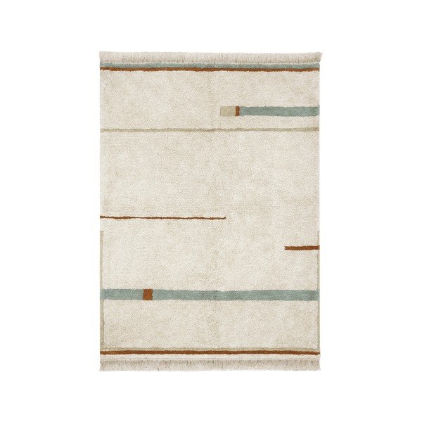 Modro-krémový prateľný ručne tkaný bavlnený koberec 200x300 cm Lanes Vintage Blue – Lorena Canals