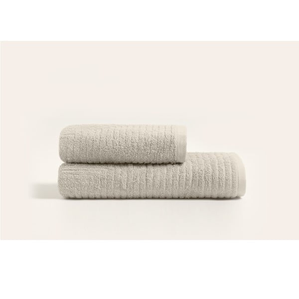 Béžové bavlnené uteráky a osušky v súprave 2 ks - Foutastic