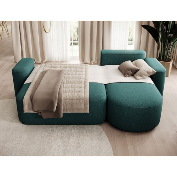 Zelená ženilková rozkladacia/s úložným priestorom rohová pohovka (pravý roh/s leňoškou) Aurumm – ELTAP-image-4