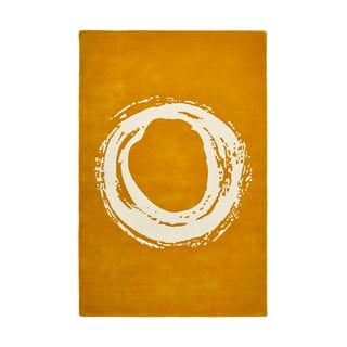 Horčicovožltý vlnený koberec Think Rugs Elements Circle, 150 x 230 cm