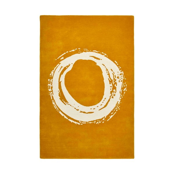 Horčicovožltý vlnený koberec Think Rugs Elements Circle, 150 x 230 cm