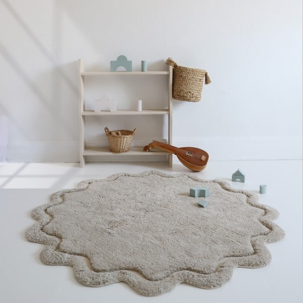 Béžový umývateľný ručne tkaný bavlnený okrúhly koberec ø 110 cm Sweet April Lin – Nattiot-image-3