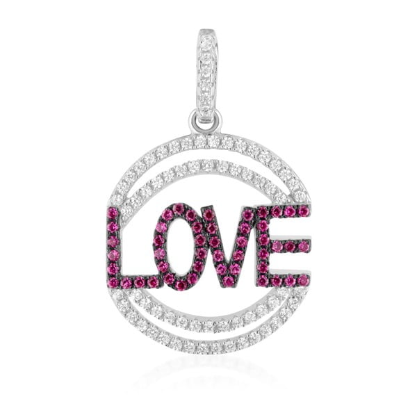 Strieborný prívesok s ružovými a bielymi zirkónmi Swarovski Elements Crystals Love Heart