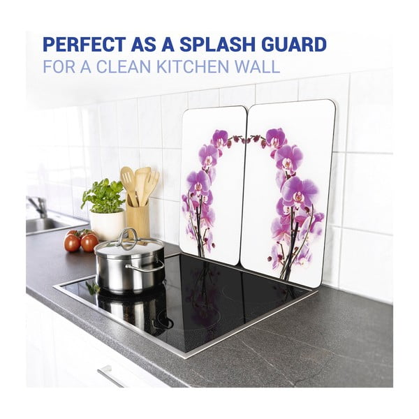 Súprava 2 sklenených krytov na sporák Wenko Orchid, 52 x 30 cm-image-2