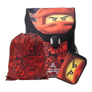 Trojdielna súprava červenej školskej aktovky, peračníka a vaku LEGO® Ninjago Easy