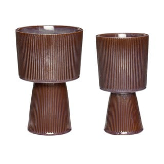 Súprava 2 fialovo-hnedých keramických kvetináčov Hübsch Pot