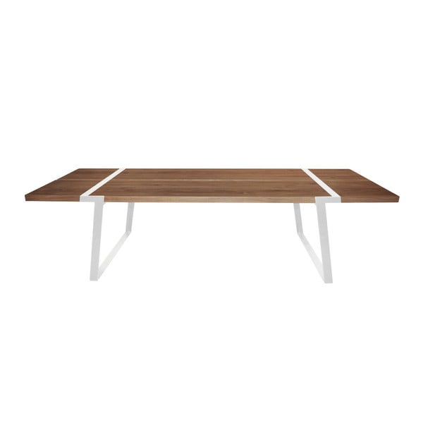 Tmavý drevený jedálenský stôl s bielym podnožím Canett Gigant, 290 cm