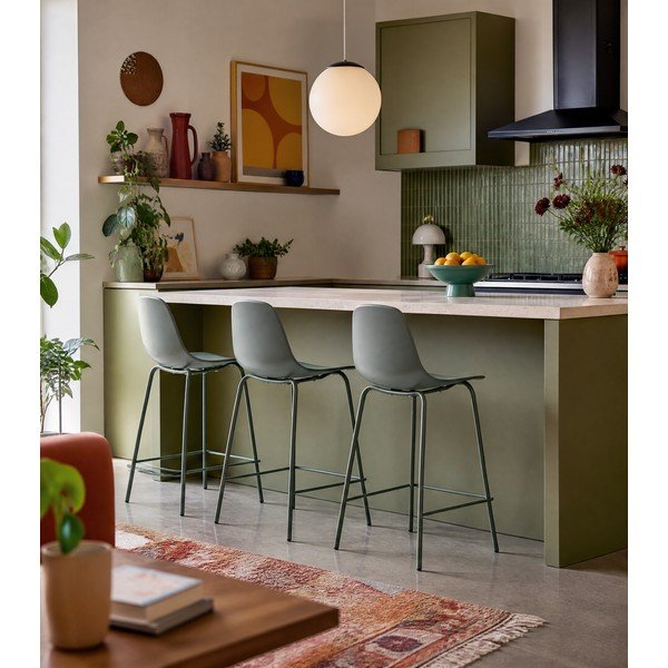 Khaki plastová barová stolička (výška sedadla 67,5 cm) Whitby – Unique Furniture-image-1