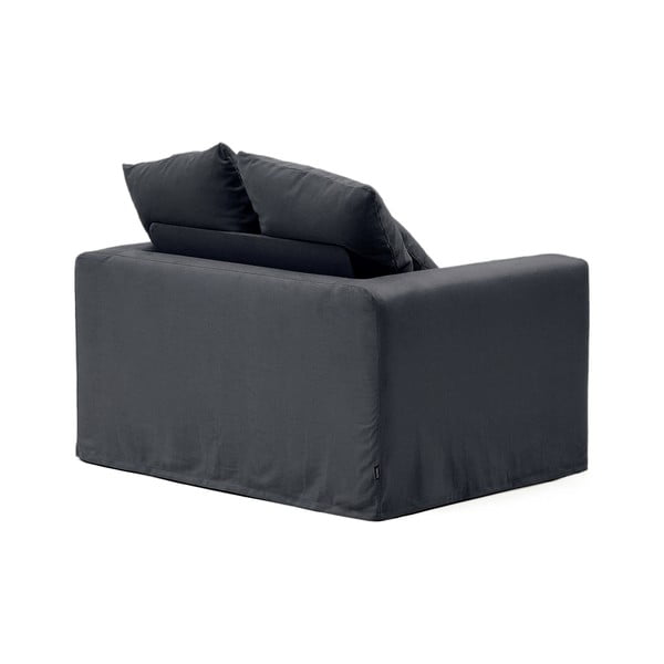 Antracitové ľanové kreslo Nora – Kave Home-image-3