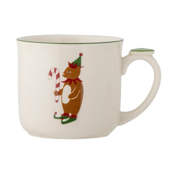 Krémový hrnček s vianočným motívom so sitkom z kameniny 300 ml Valentin – Bloomingville-image-3