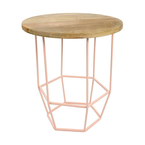 Ružový stolík so snímateľnou doskou z mangového dreva HF Living He×a Blush, ø 35 cm