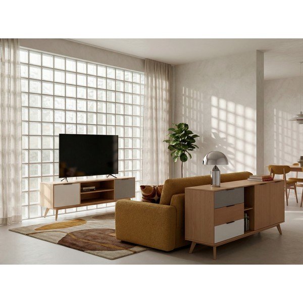 TV stolík z borovicového dreva v prírodnej farbe 140x53 cm Elfa - Marckeric-image-1